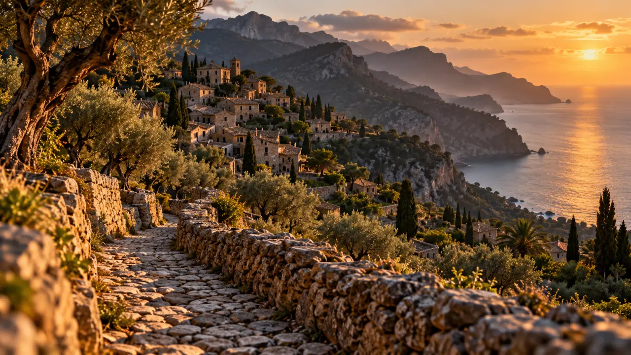 Majorque à visiter : coucher de soleil Tramuntana depuis Valldemossa